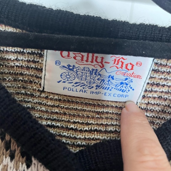 Vintage Tally-Ho women's cardigan sweater plaid pattern with Scottie dogs size M - Picture 3 of 3